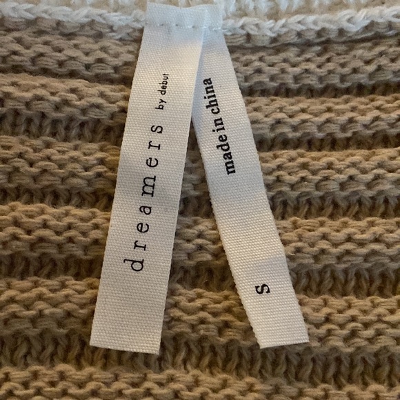 🌟🔥 BOGO Sale🔥🌟 Dreamers by Debut Tan/Grey/White Crew Neck Cropped Knit Sweater - Picture 7 of 8